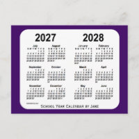 Calendrier de l'année scolaire Purple Mini 2027-20