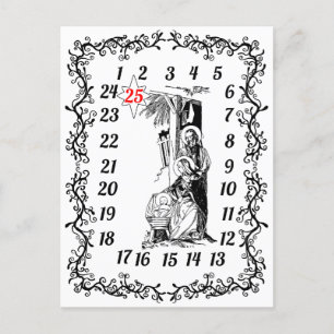 Carte Postale Calendrier de l'Avent Compte de Noël Religieux
