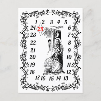 Carte Postale Calendrier de l'Avent Compte de Noël Religieux