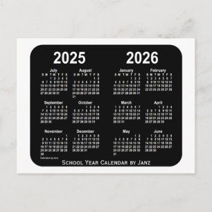 Carte Postale Calendrier de l'école de néon blanc 2025-2026 par 