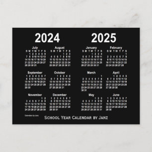 Carte Postale Calendrier de l'école Neon White 2024-2025 par Jan
