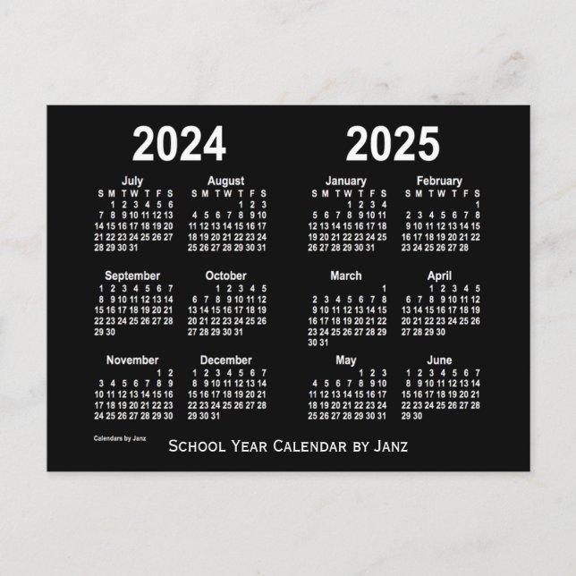 Carte Postale Calendrier de l'école Neon White 2024-2025 par Jan (Devant)