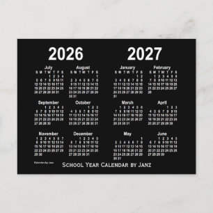 Carte Postale Calendrier de l'école Neon White 2026-2027 par Jan