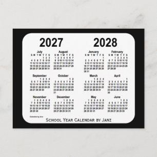Carte Postale Calendrier de l'école noire et blanche 2027-2028 p