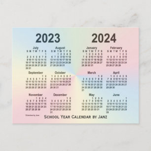 Carte Postale Calendrier de l'école Rainbow Cloud 2023-2024 par