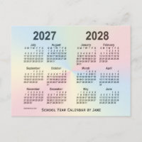 Calendrier de l'école Rainbow Cloud 2027-2028 par