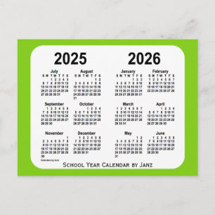 Carte Postale Calendrier de l'école verte jaune 2025-2026 par Ja