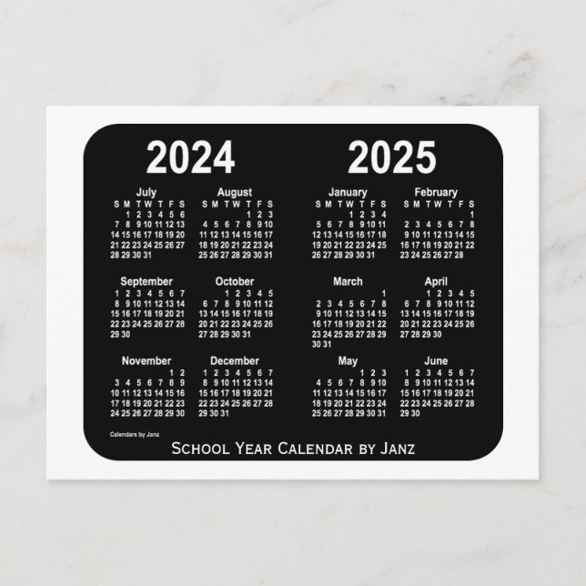 Carte Postale Calendrier de l'école White Neon 2024-2025 par Jan (Devant)