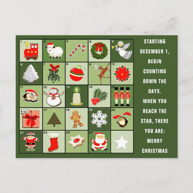 Carte postale Calendrier de Noël (Devant)