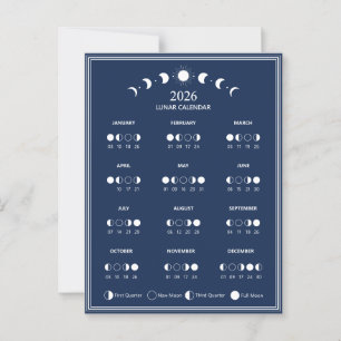 Carte Postale Calendrier de phase lunaire 2026 Cycles lunaires M