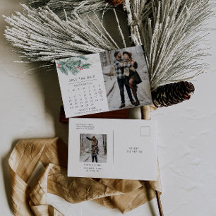 Carte Postale Calendrier des mariages d'hiver Enregistrer la dat