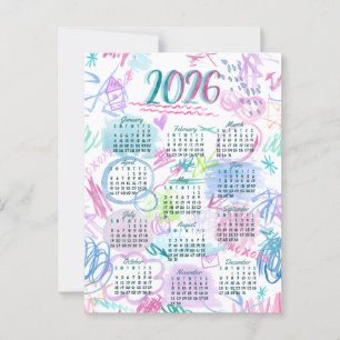 Carte Postale Calendrier des scripts d'aquarelle