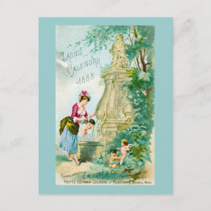 Carte Postale Calendrier féminin vintage 1888 Couverture