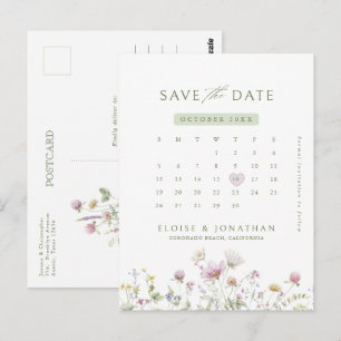 Carte Postale Calendrier Fleur de la Prairie Pastel Doux Enregis