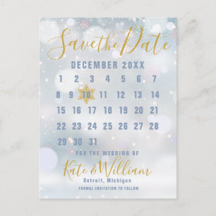 Carte Postale Calendrier Flocons de Neige Hiver Enregistrez la D