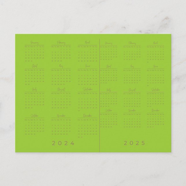 Carte Postale Calendrier grand format jaune vert 2024/2025 (Devant)