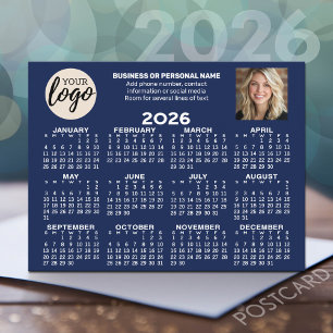 Carte Postale Calendrier - logo, photo, contact professionnel - 