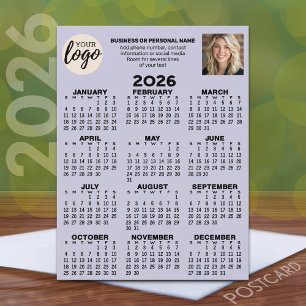 Carte Postale Calendrier - logo, photo, contact professionnel - 