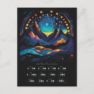 Carte Postale Calendrier lunaire 2024 Cycle lunaire Lune Hémisph