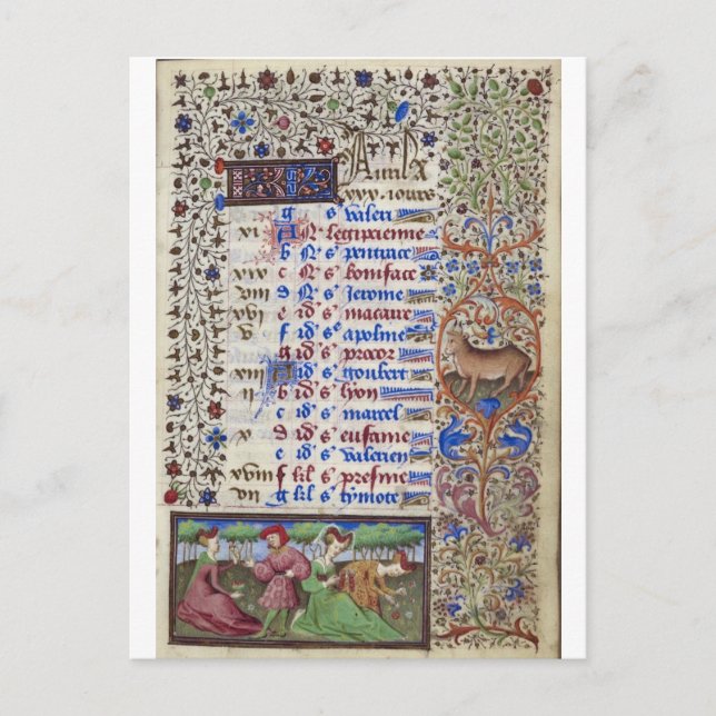 Carte Postale Calendrier médiéval : Avril (Devant)