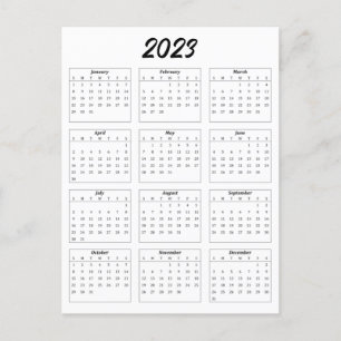 Carte postale Calendrier mensuel de base 2023