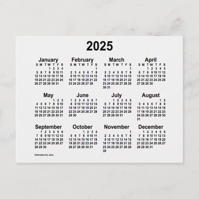 Carte Postale Calendrier mini 2025 blanc fumée de Janz (Devant)