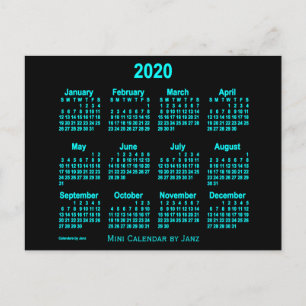 Carte Postale Calendrier Mini Bleu Néon 2020 par Janz
