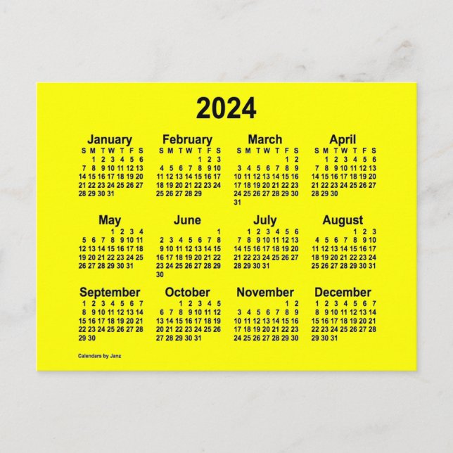 Carte Postale Calendrier Mini Jaune 2024 de Janz (Devant)