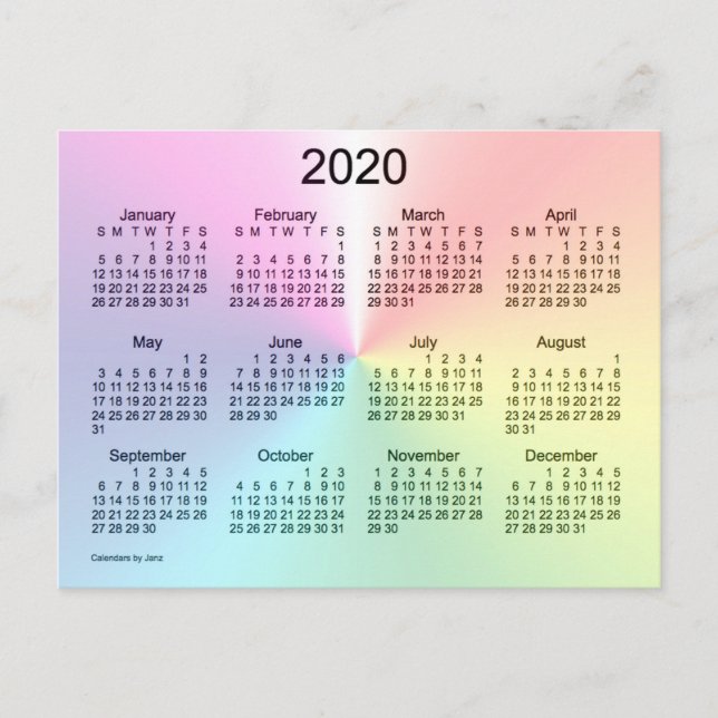 Carte Postale Calendrier Mini Shimmer 2020 de Janz (Devant)