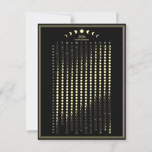 Carte Postale Calendrier minimaliste des cycles lunaires de la p
