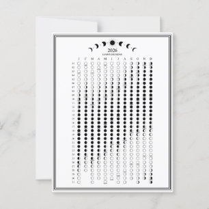 Carte Postale Calendrier minimaliste des cycles lunaires de la p