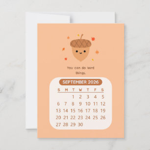 Carte Postale Calendrier motivationnel Kawaii du mois de septemb
