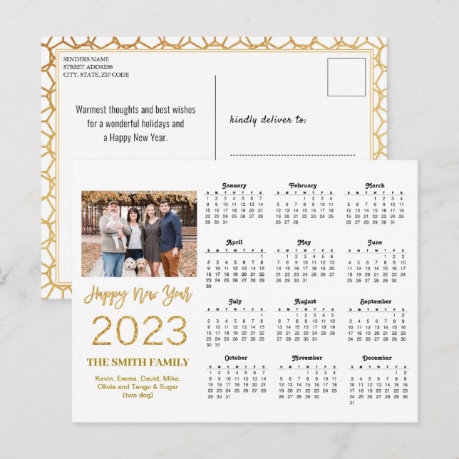 Carte Postale Calendrier photo du script de Parties scintillant  (Devant / Derrière)