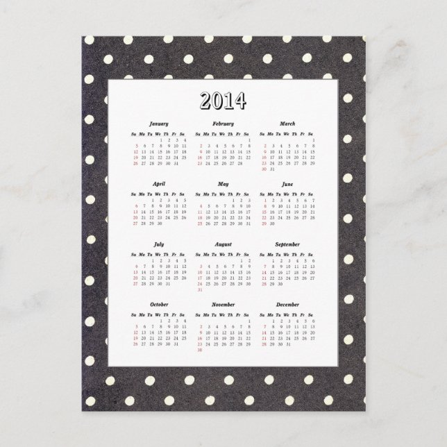 Carte postale Calendrier Polka Dot 2014 (Devant)