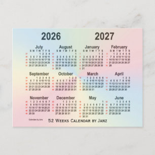 Carte Postale Calendrier Rainbow 52 semaines 2026-2027 par Janz