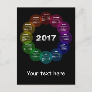 Carte Postale Calendrier rond coloré pour 2017