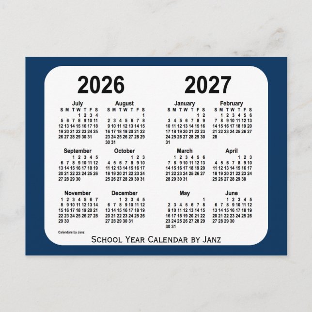 Carte Postale Calendrier scolaire bleu de la boîte de police 202 (Devant)