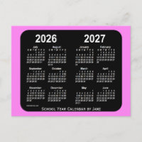 Calendrier scolaire Violet Neon Mini 2026-2027 par
