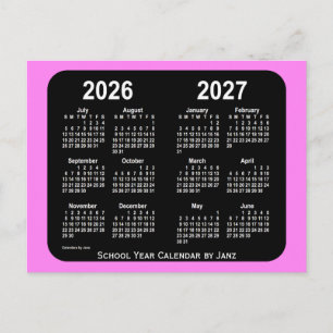 Carte Postale Calendrier scolaire Violet Neon Mini 2026-2027 par