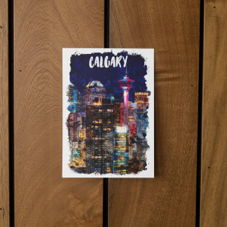 Carte Postale Calgary Alberta Skyline par nuit