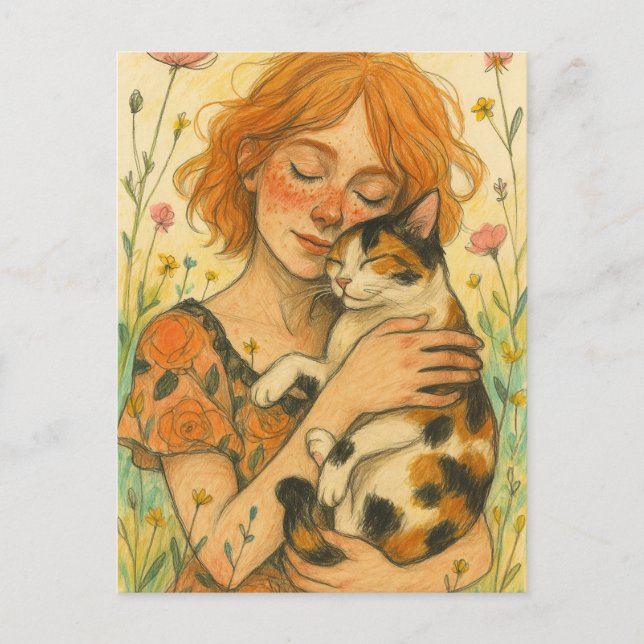 Carte Postale Calico Cat Maman (Devant)