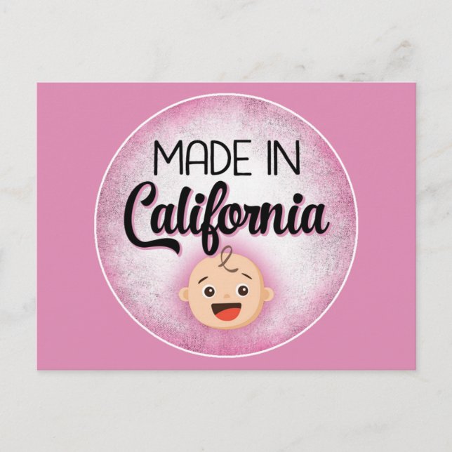 Carte postale California Baby Funny Pink New Girl (Devant)