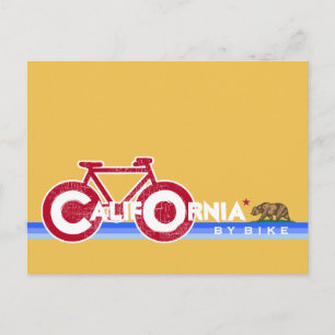 Carte Postale California CA bike bear state flag