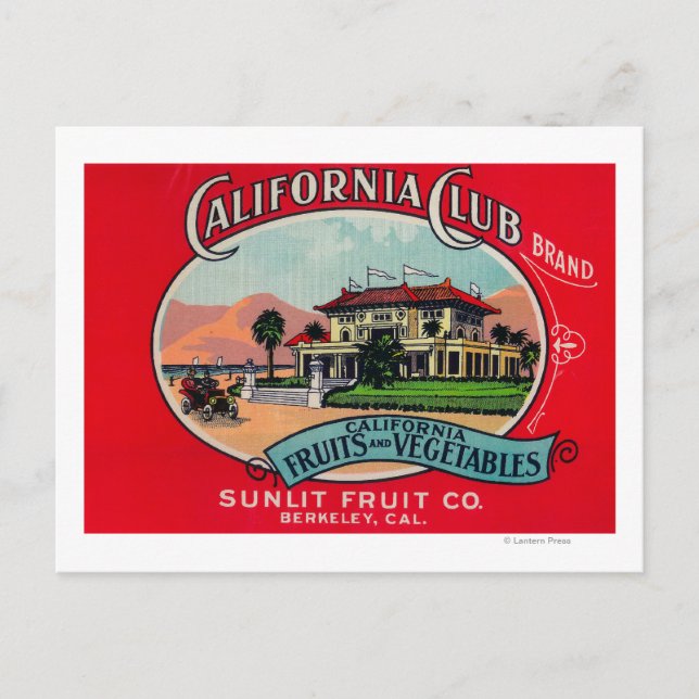 Carte Postale California Club Can LabelBerkley, CA (Devant)