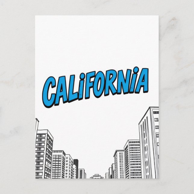 Carte postale California Comic Style (Devant)