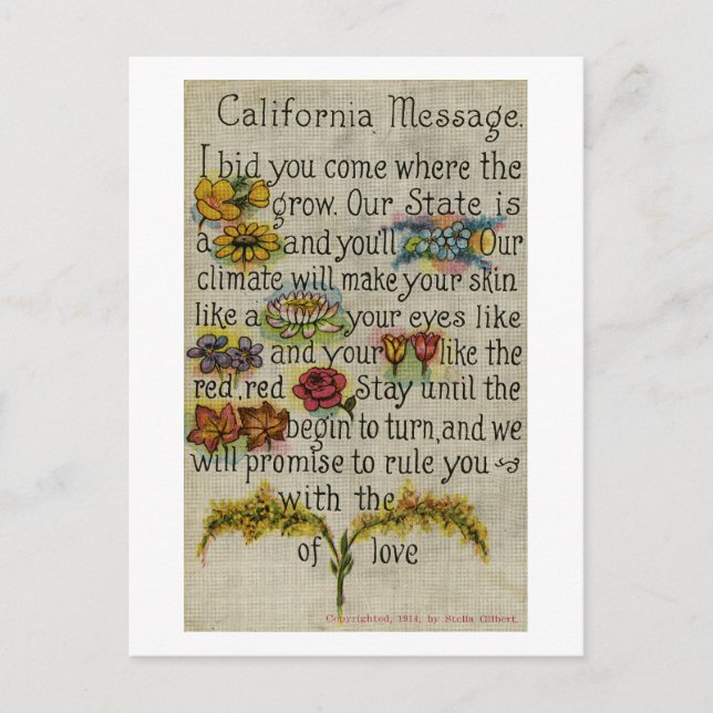 Carte postale California Greeting (1914) (Devant)