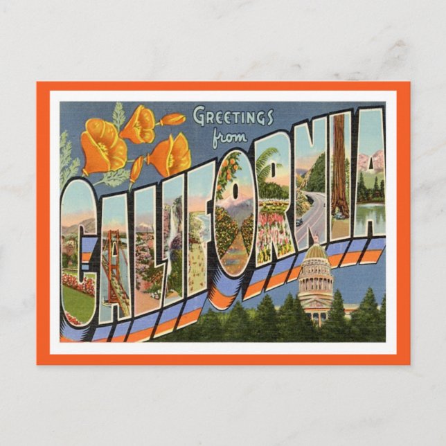 Carte Postale California Greetings From US States (Devant)