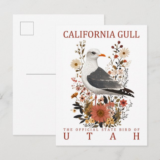 Carte Postale California Gull Bird of Utah Travel (Devant / Derrière)