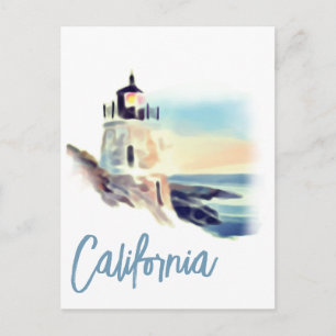 Carte Postale California Lighthouse Sunset Painting Fine Art