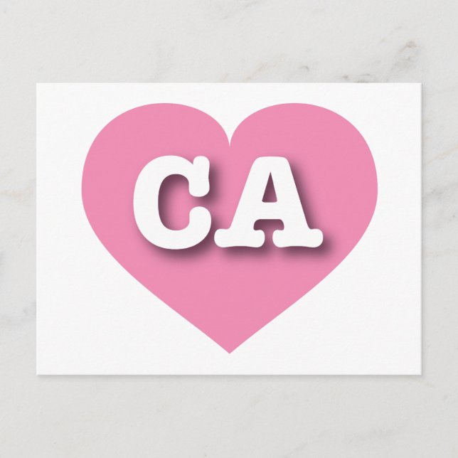 Carte Postale California Pink Heart - J'aime CA (Devant)